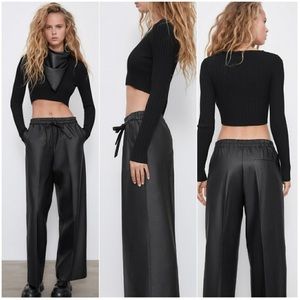 NWT Zara Waxed effect pant